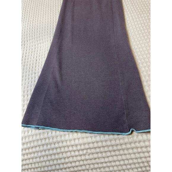 So Sporty Y2K Gray W/ Light Blue Hem Waistband Flare Leg Yoga Pants Leggings Lg - Picture 8 of 15